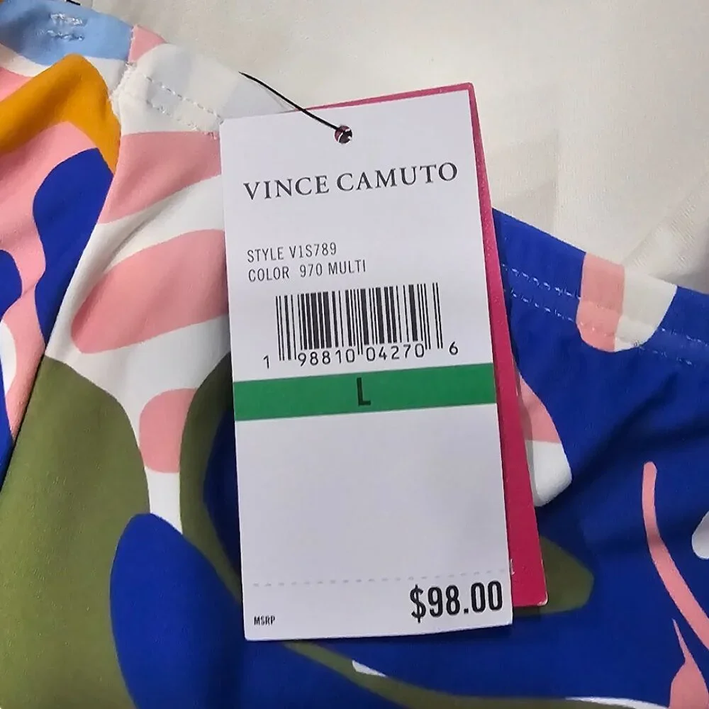 Vince Camuto Printed Crossover Convertible Tankini Top - Picture 7 of 10